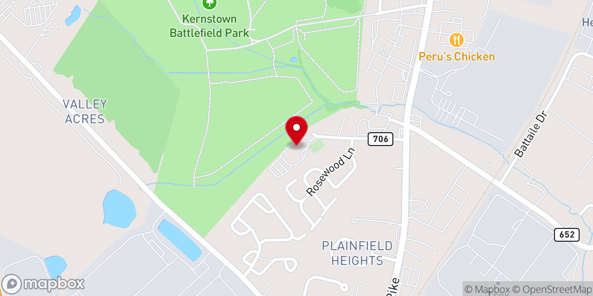 Map showing location of Opequon Presbyterian Church