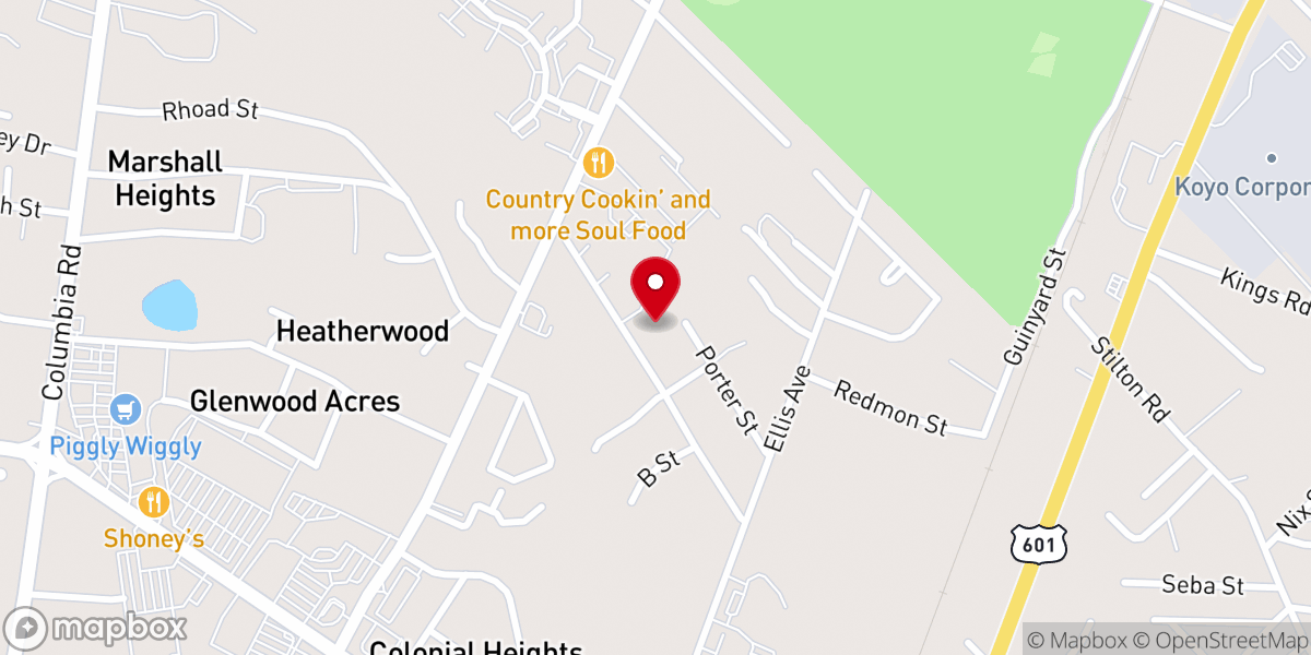 Map showing location of Orangeburg - Christ is the Answer Church