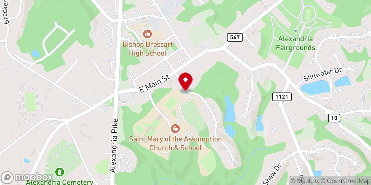 Map showing location of Original Site of St Mary's Church