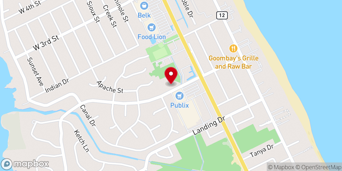 Map showing location of Outer Banks Baptist Church