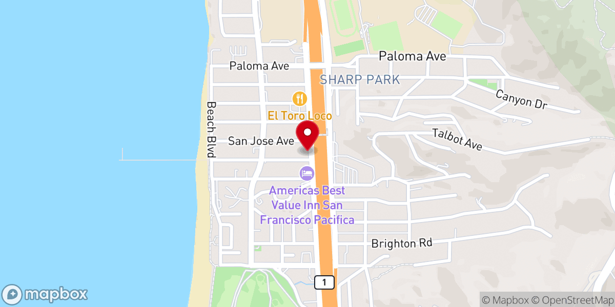 Map showing location of Pacifica Baptist Church