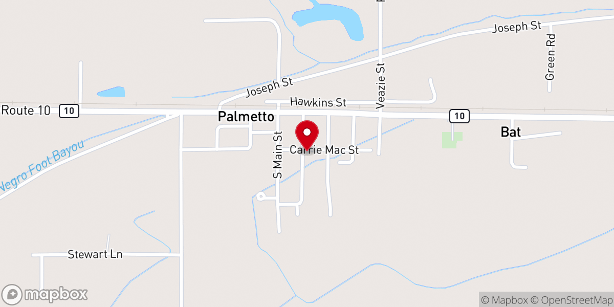 Map showing location of Palmetto United Methodist Church