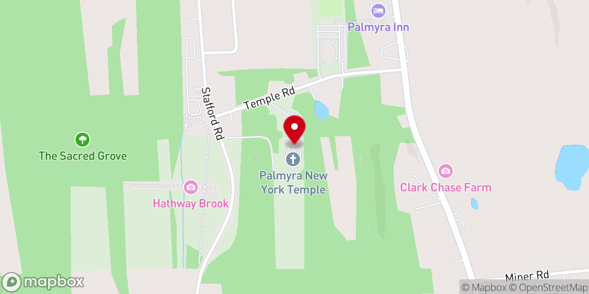 Map showing location of Palmyra New York Temple