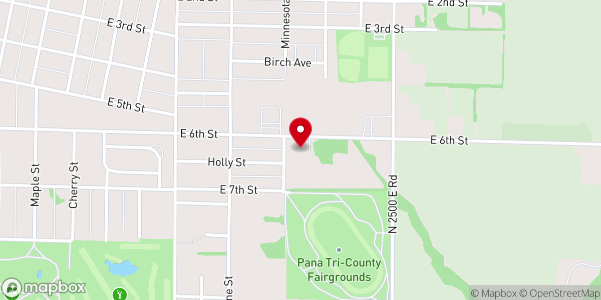 Map showing location of Pana Christian Church