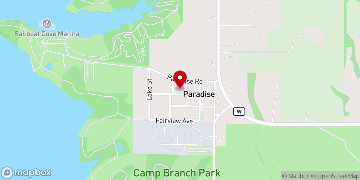 Map showing location of Paradise United Methodist Church