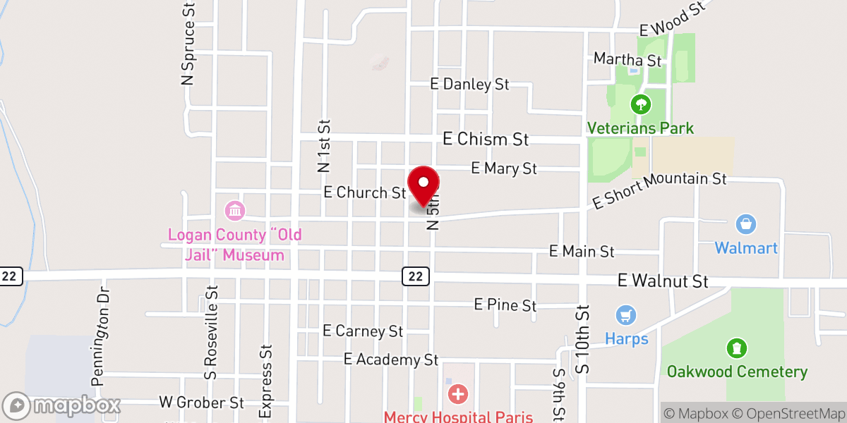 Map showing location of Paris church of Christ