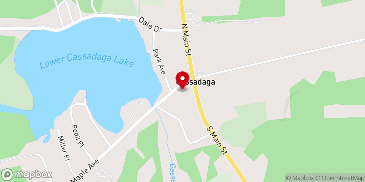 Map showing location of Park Methodist Church Cassadaga