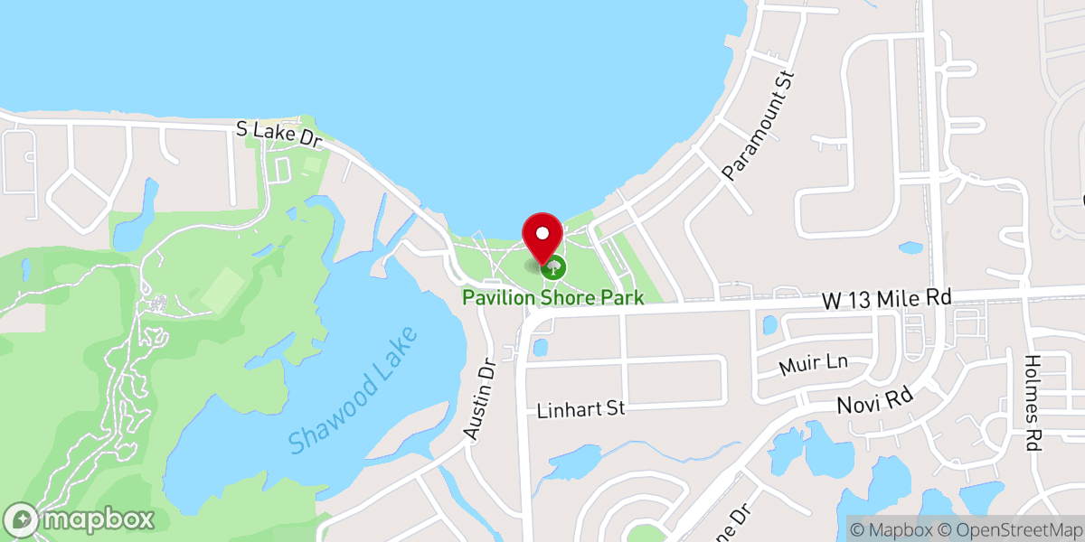 Map showing location of Pavilion Shore Park