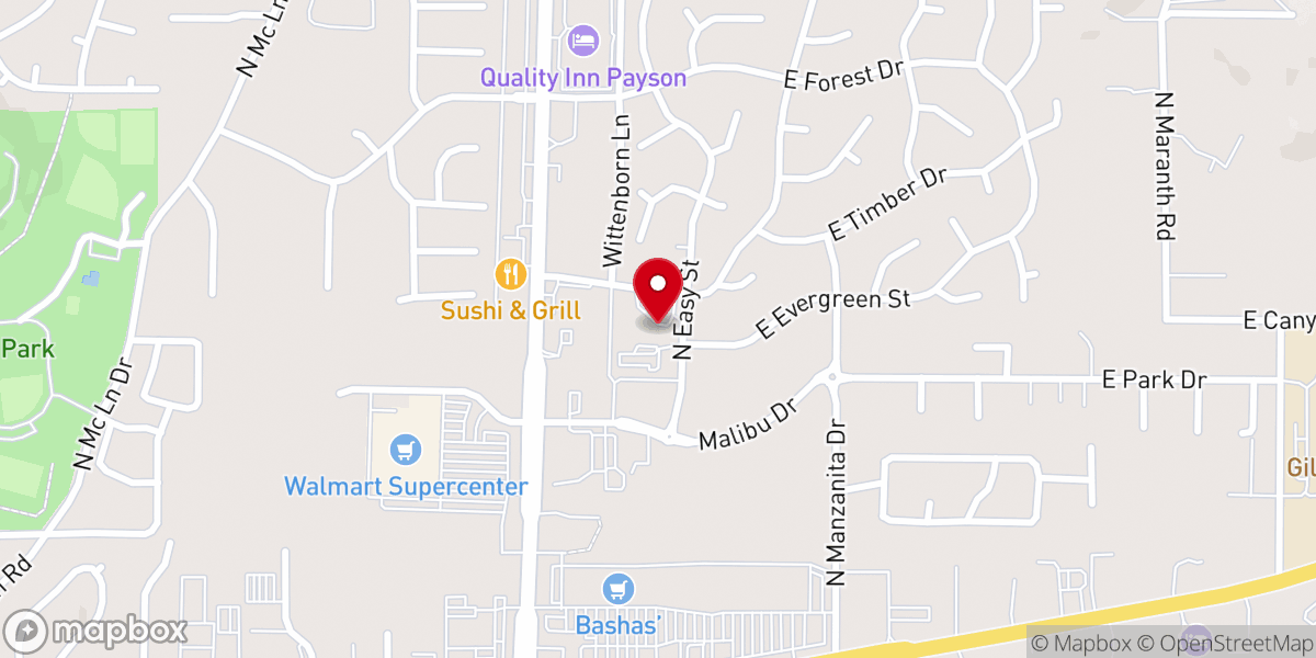 Map showing location of Payson United Methodist Church