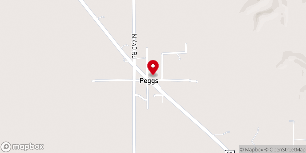 Map showing location of Peggs Community Center