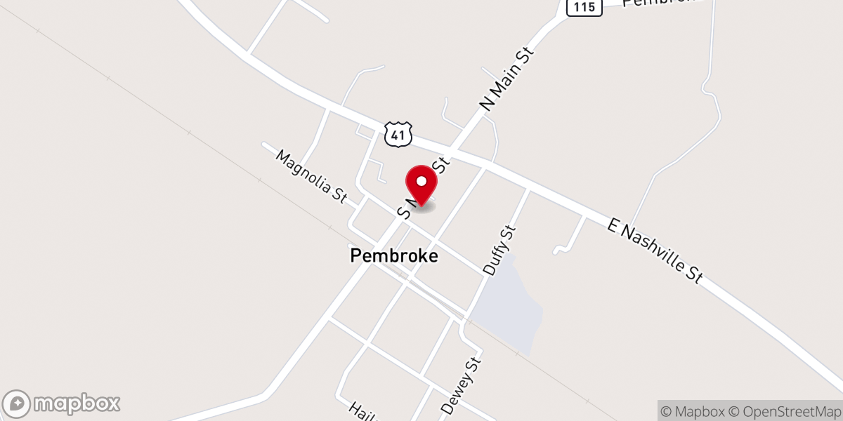 Map showing location of Pembroke Baptist Church