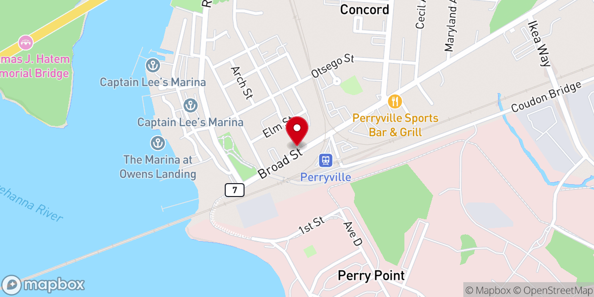 Map showing location of Perryville Methodist Church