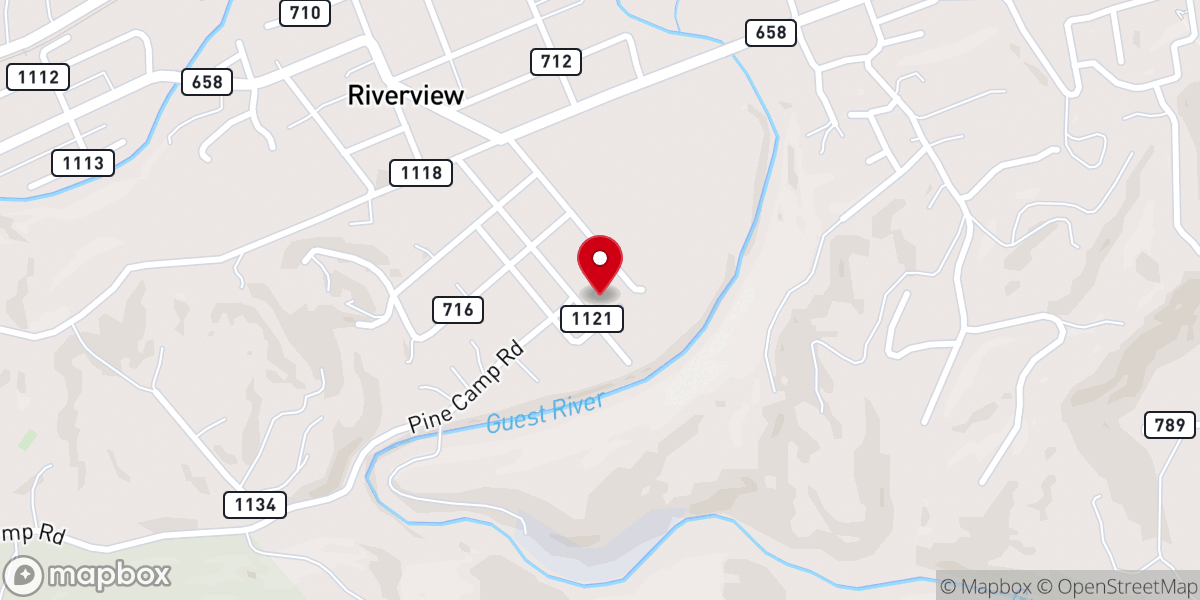 Map showing location of Pine Camp Church of God of Prophecy