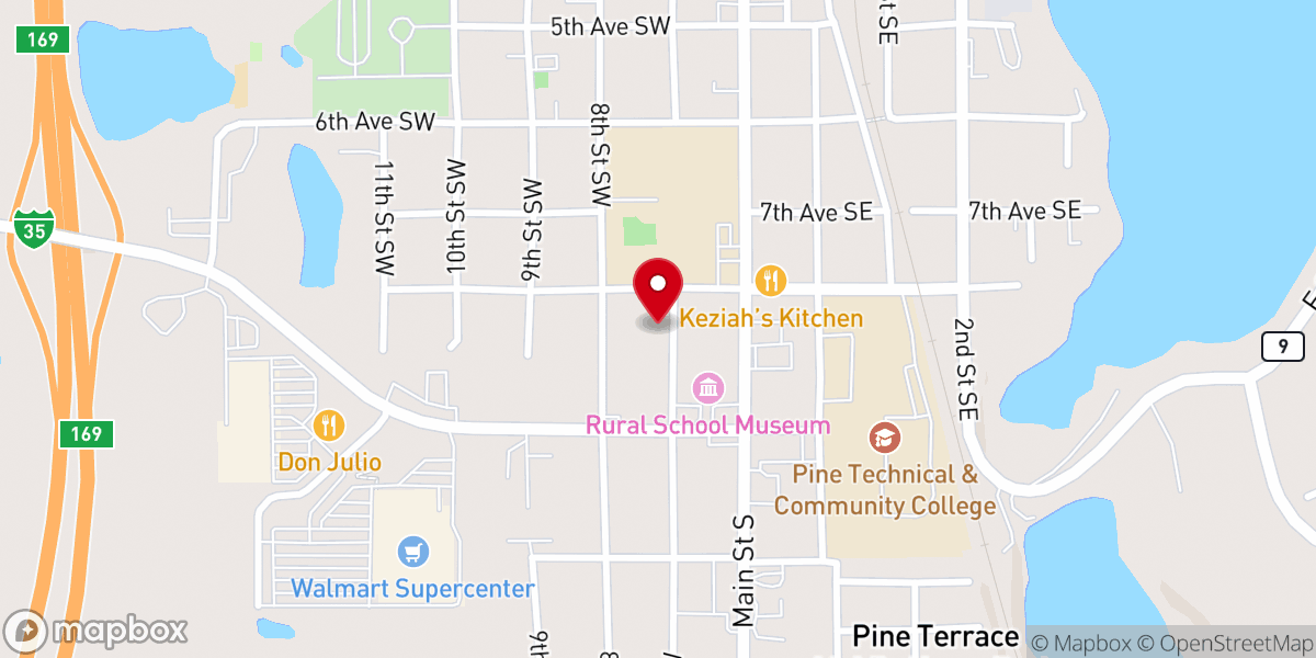 Map showing location of Pine City Church of Christ