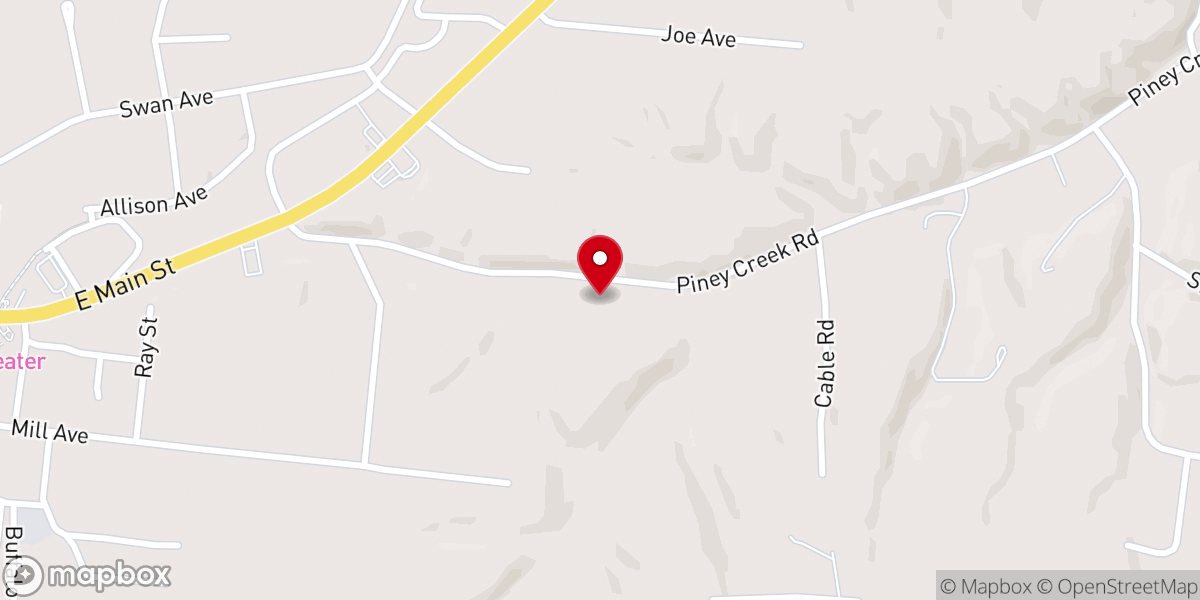 Map showing location of Piney Baptist Church