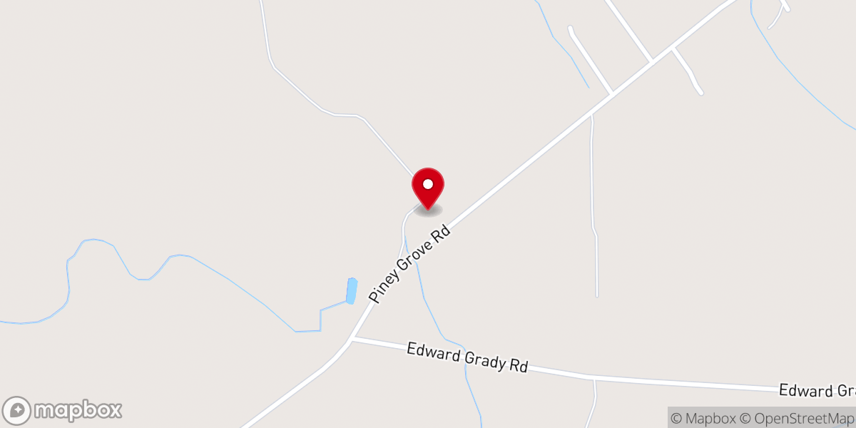 Map showing location of Piney Grove Church