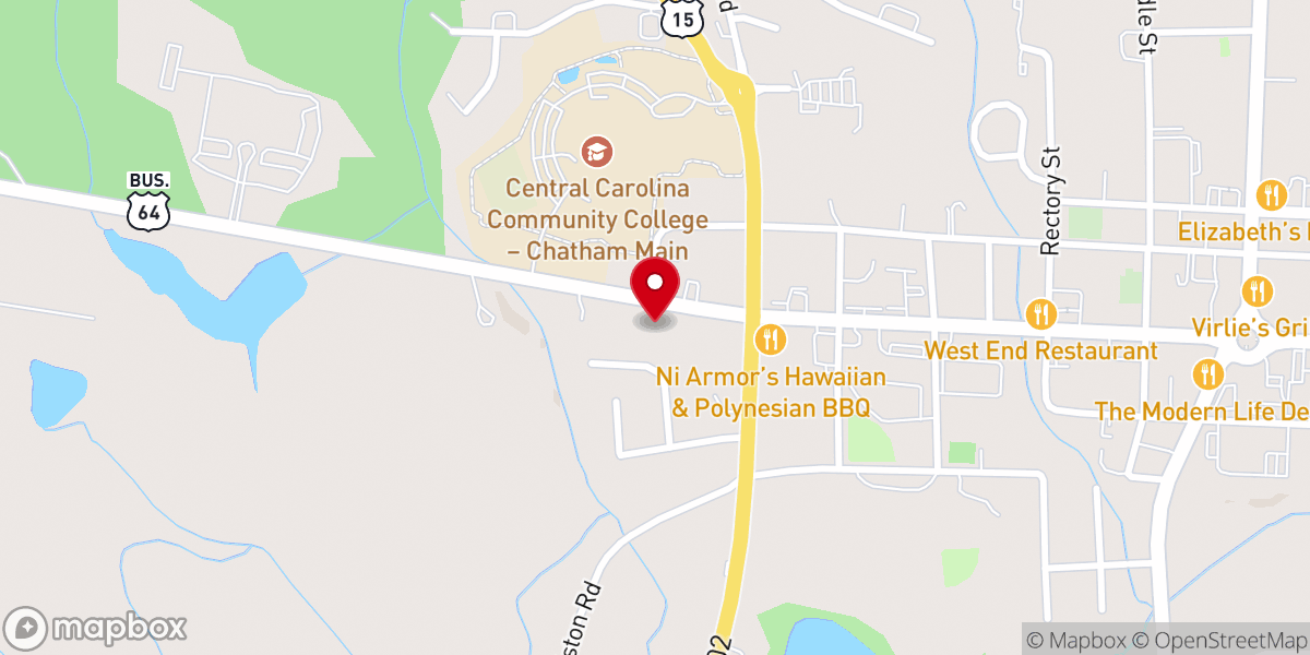Map showing location of Pittsboro Seventh-day Adventist Church