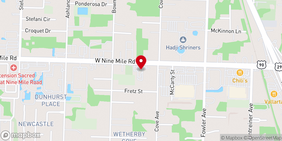 Map showing location of Plainview Baptist Church