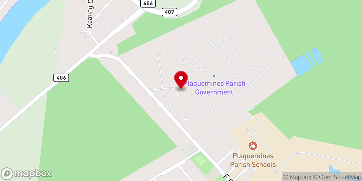 Map showing location of Plaquemines Parish Government