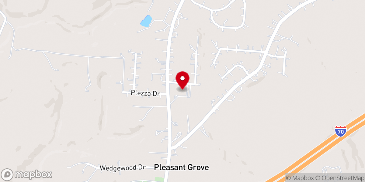 Map showing location of Pleasant Grove Church - Zanesville