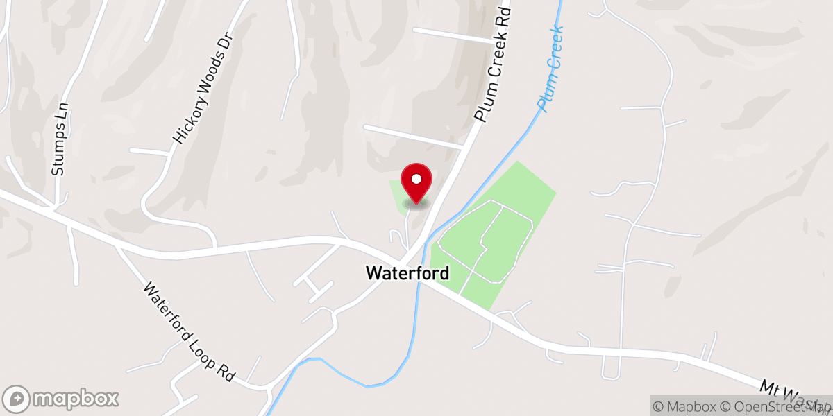 Map showing location of Plum Creek Baptist Church