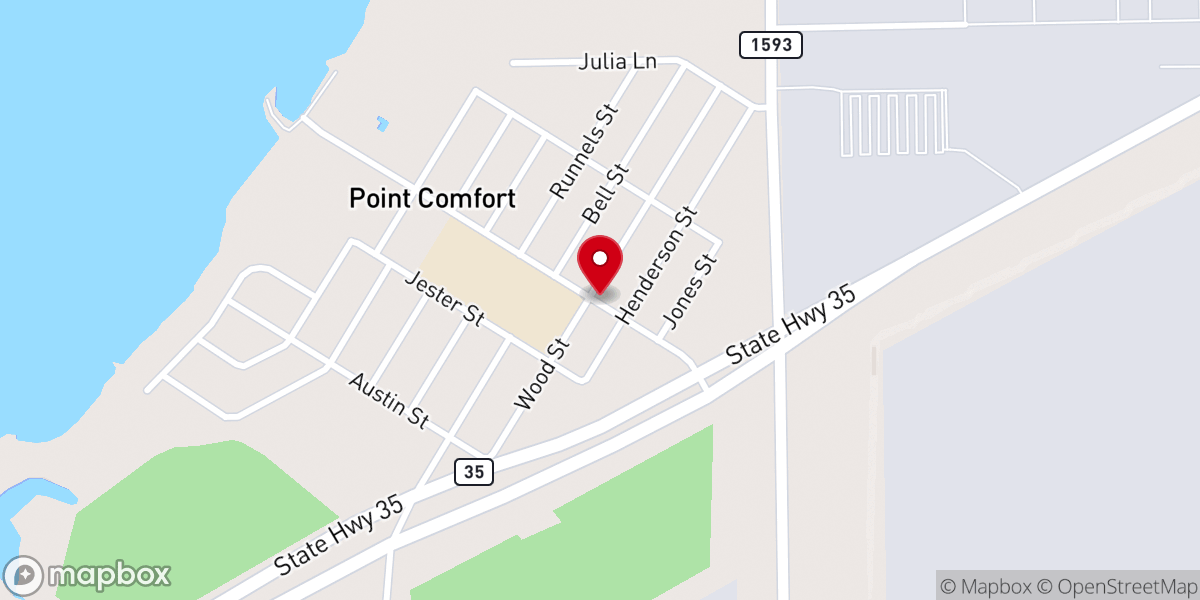 Map showing location of Point Comfort Methodist Church