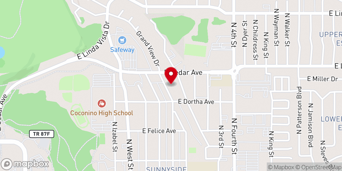 Map showing location of Ponderosa Baptist Church