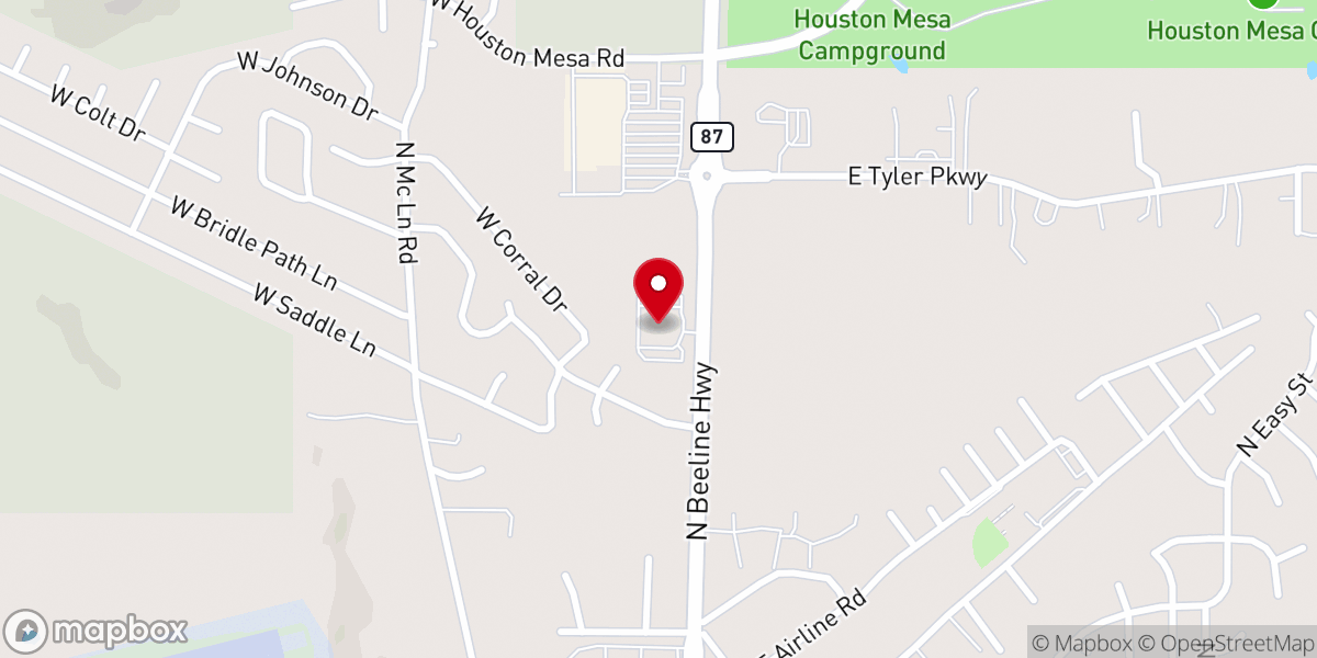 Map showing location of Ponderosa Bible Church