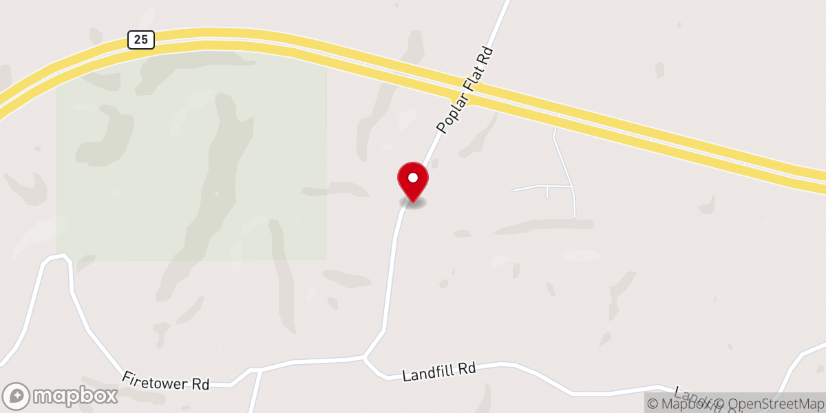 Map showing location of Poplar Flat Baptist Church