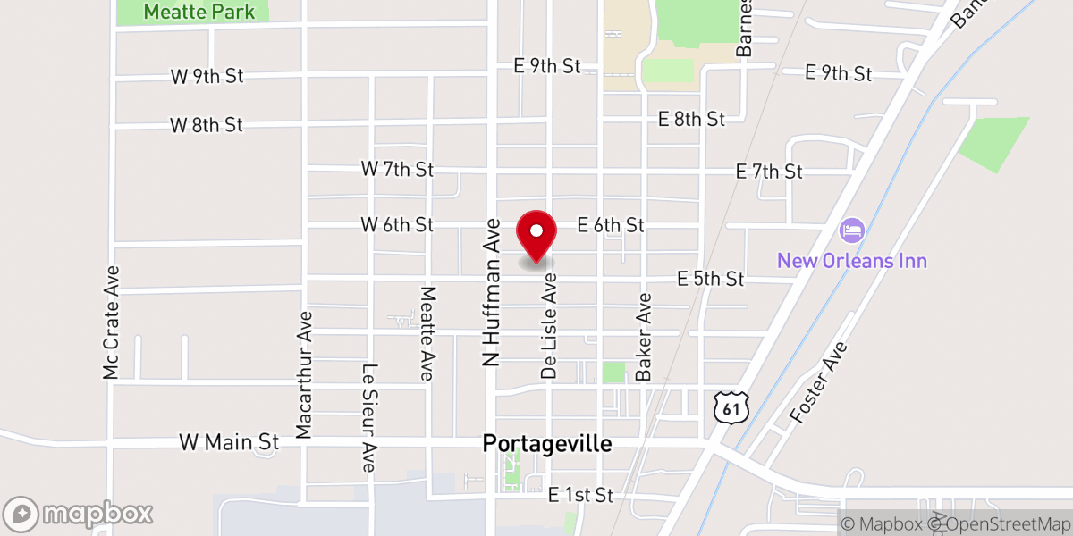 Map showing location of Portageville First Methodist Church
