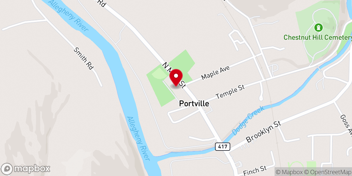 Map showing location of Portville Community Food Pantry - Food Distribution Center