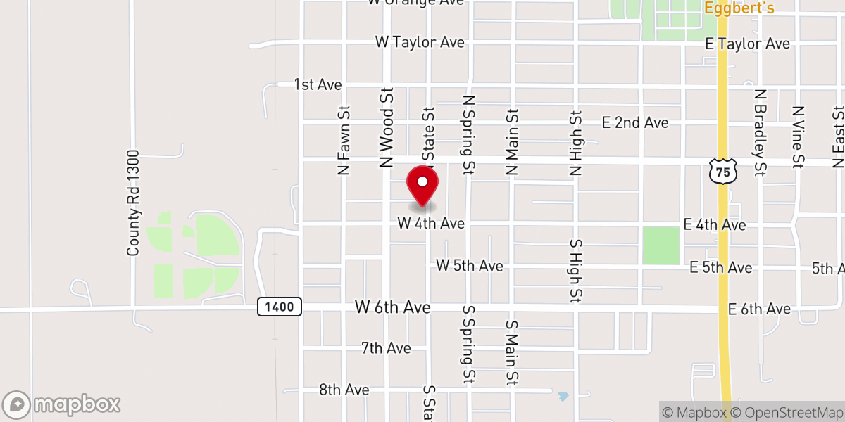Map showing location of Potts Chapel