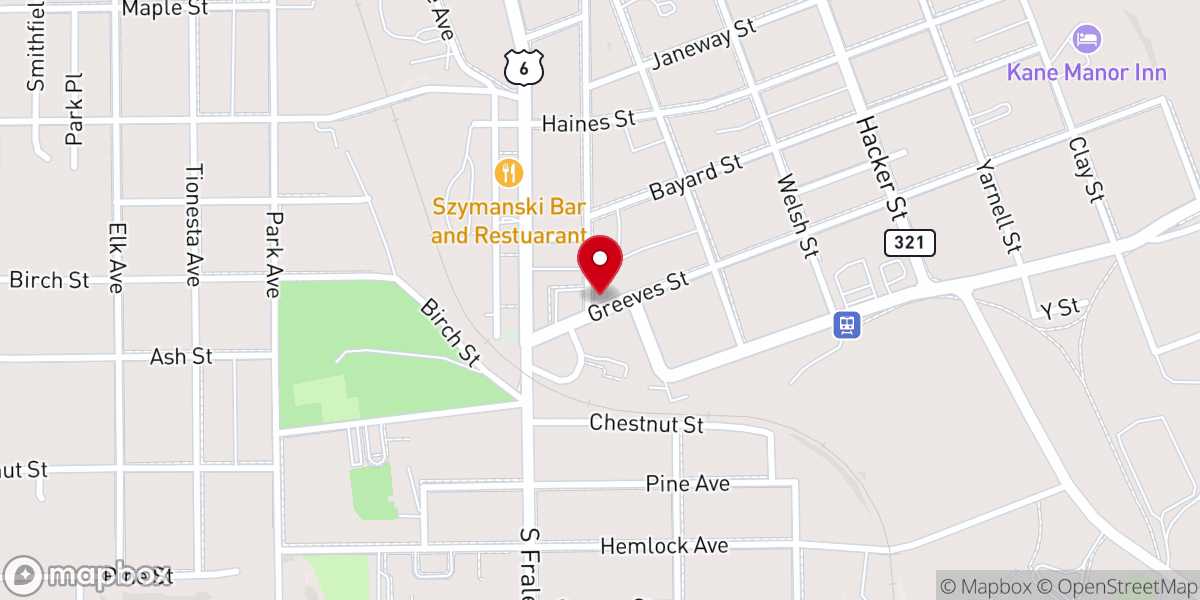 Map showing location of Presbyterian Church of Kane