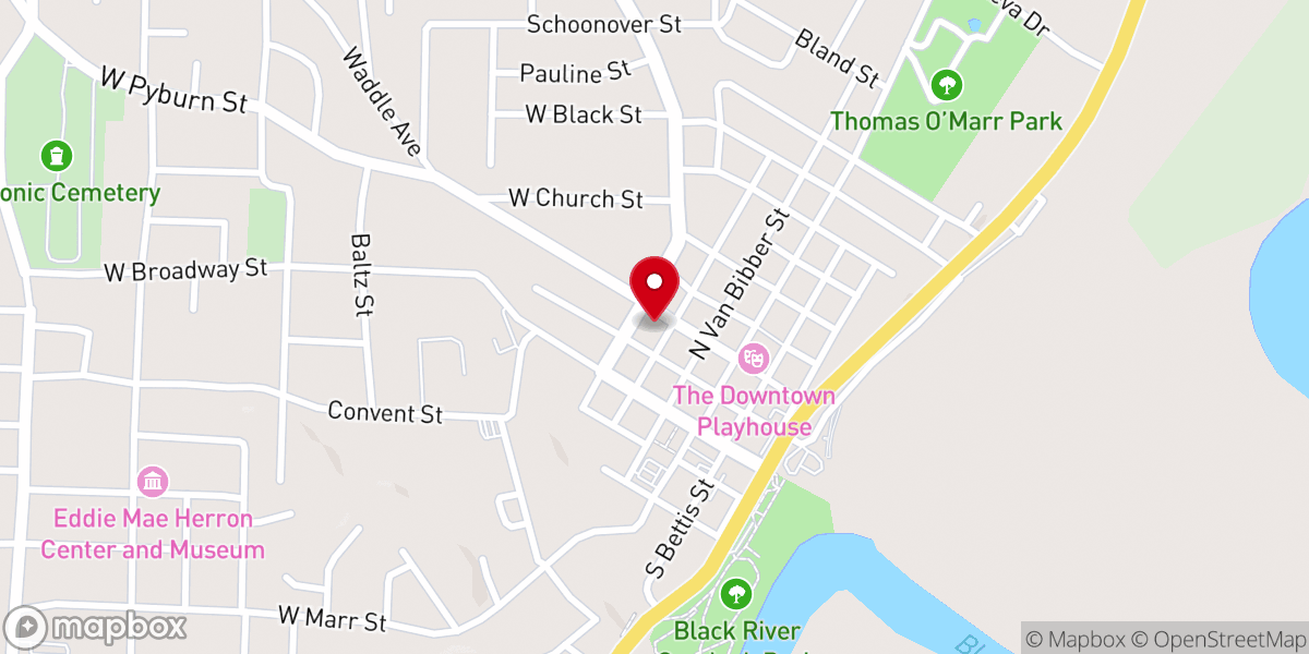 Map showing location of Pyburn Street Church of Christ