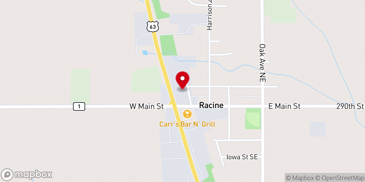 Map showing location of Racine City Hall