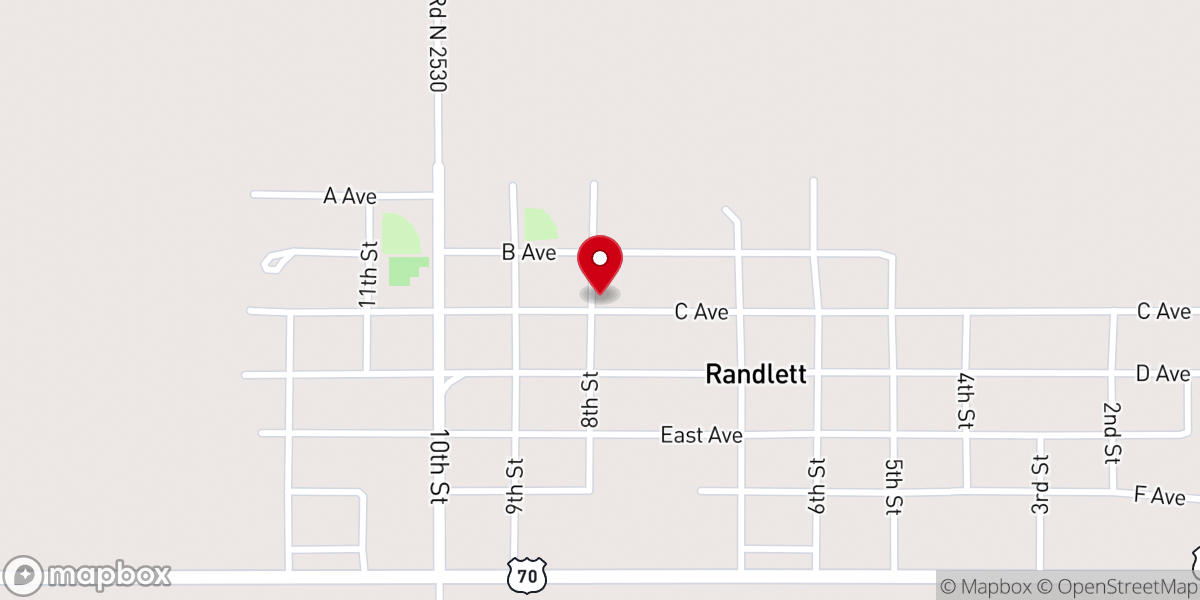 Map showing location of Randlett Baptist Church