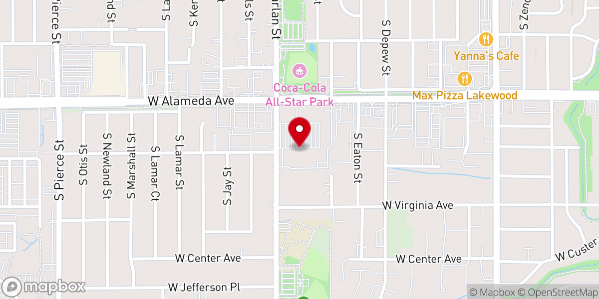 Map showing location of Red Rocks Church Lakewood Campus