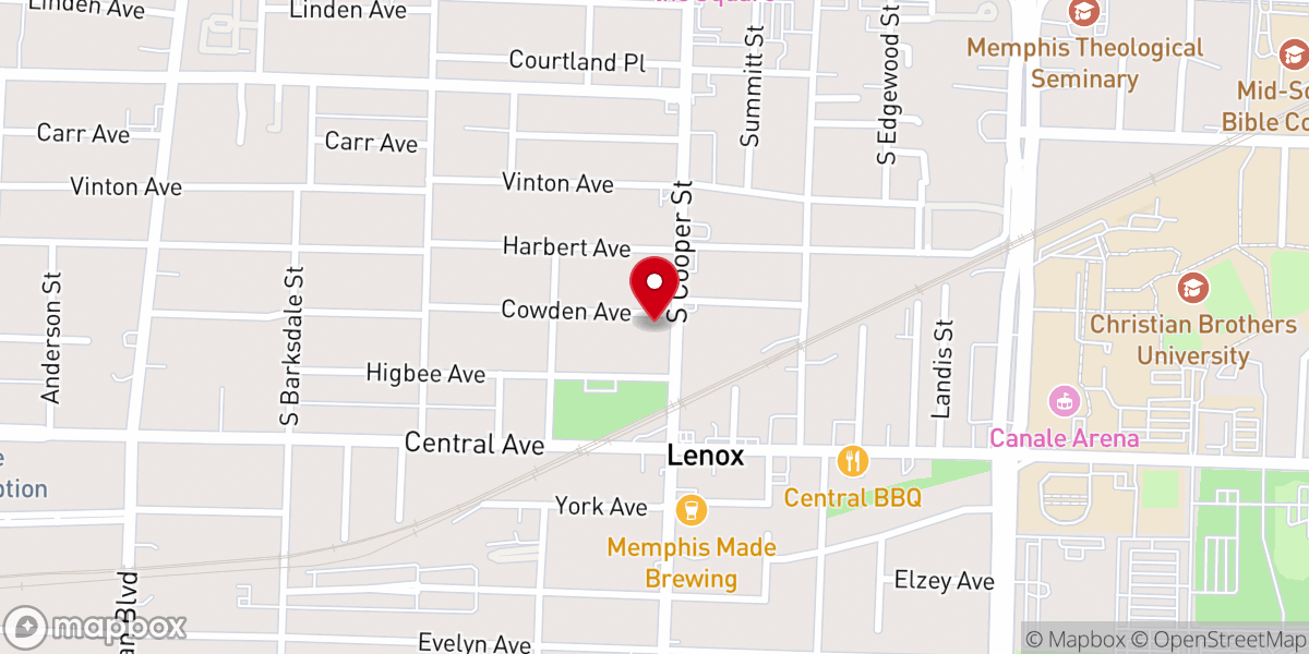 Map showing location of Redeemer Presbyterian Church of Memphis