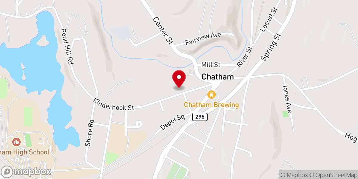 Map showing location of Reformed Church-Chatham NY