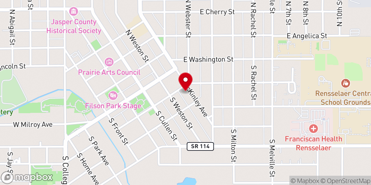 Map showing location of Rensselaer Church of the Nazarene