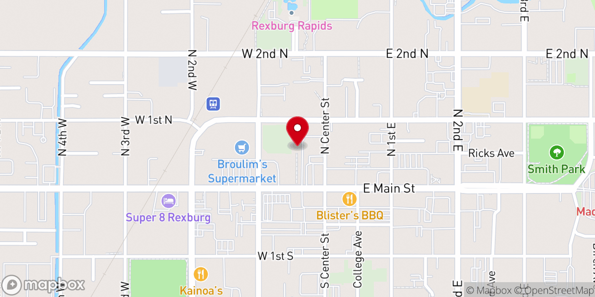 Map showing location of Rexburg FamilySearch Center