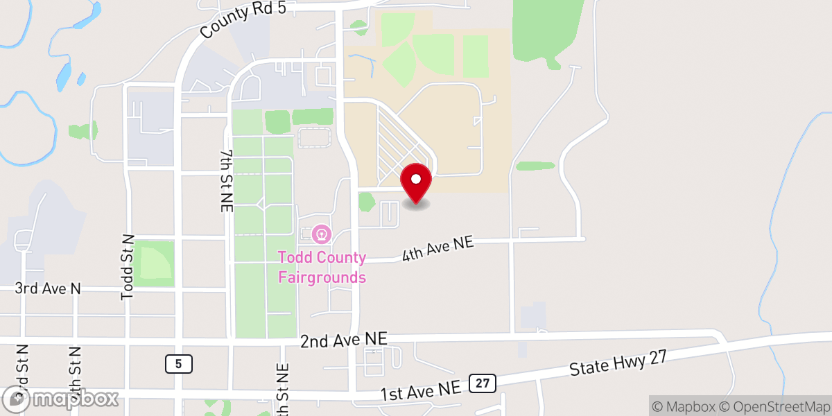 Map showing location of River of Life Church - Long Prairie