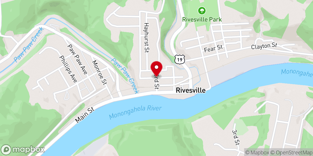 Map showing location of Rivesville United Methodist Church - Shepherds Love Food Pantry - Food Distribution Center