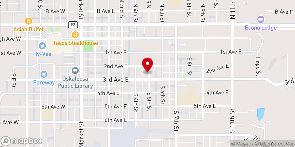 Map showing location of Rock Christian Life Center
