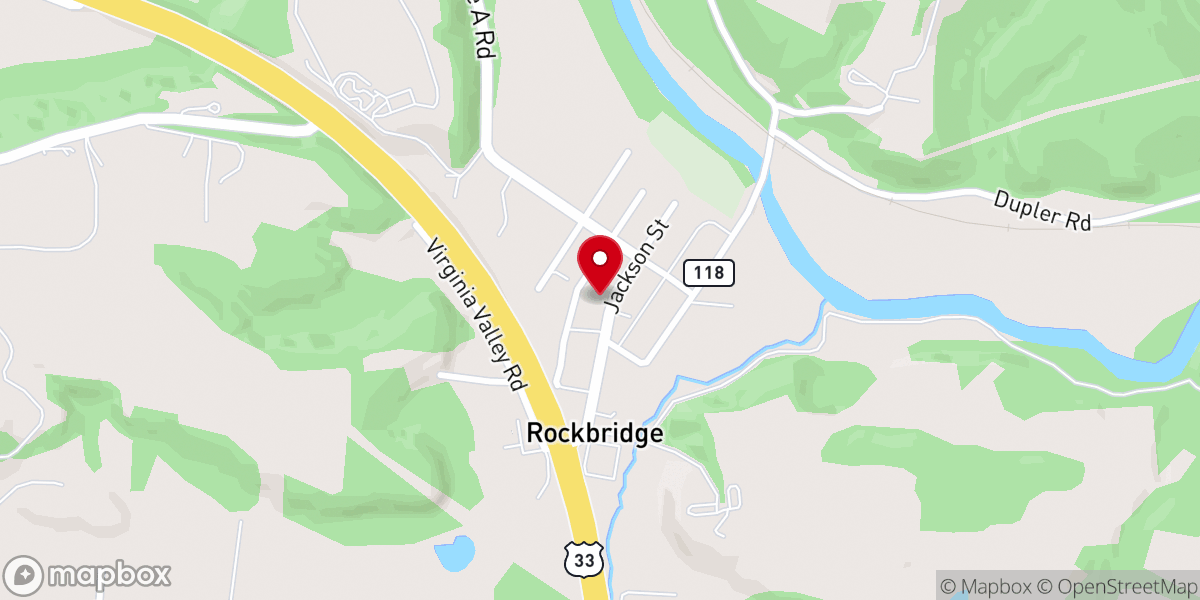 Map showing location of Rockbridge United Methodist Church