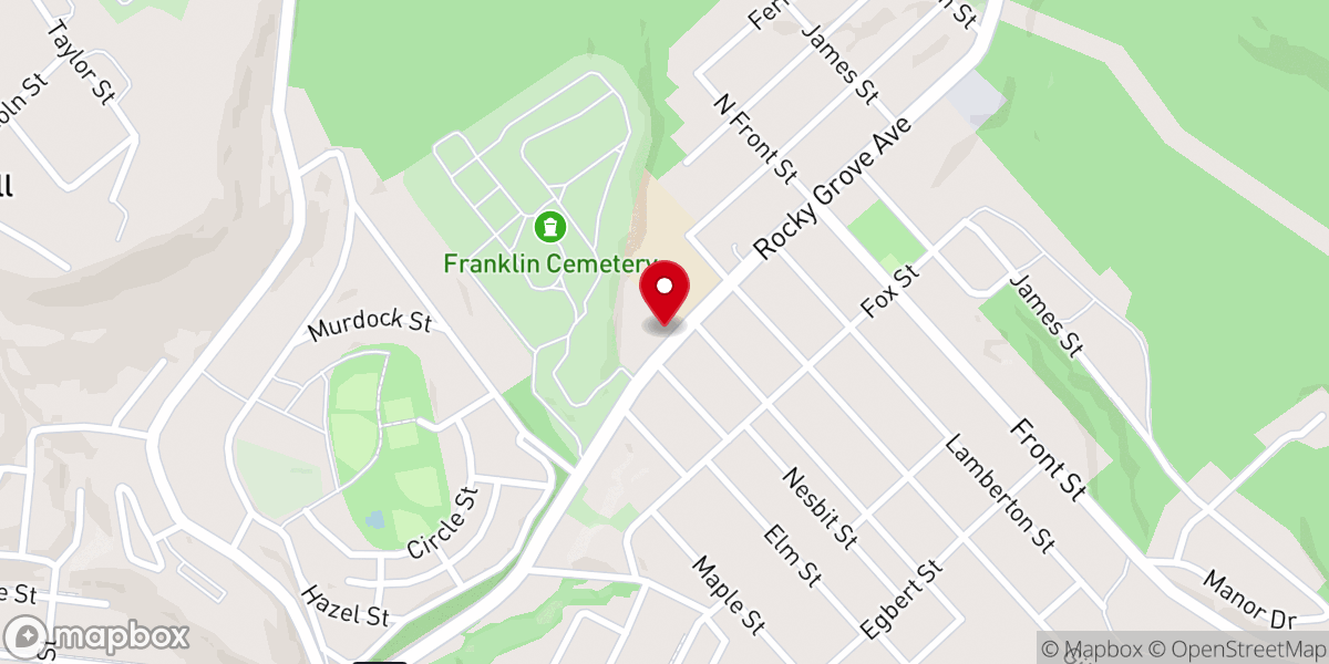 Map showing location of Rocky Grove Ave Presbyterian