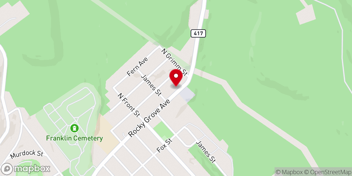 Map showing location of Rocky Grove Pilgrim Holiness