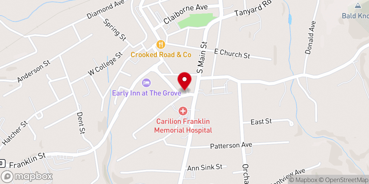 Map showing location of Rocky Mt Presbyterian Church