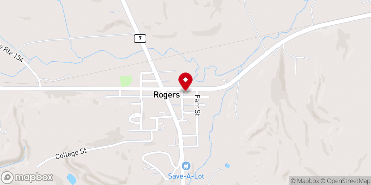 Map showing location of Rogers United Methodist Church