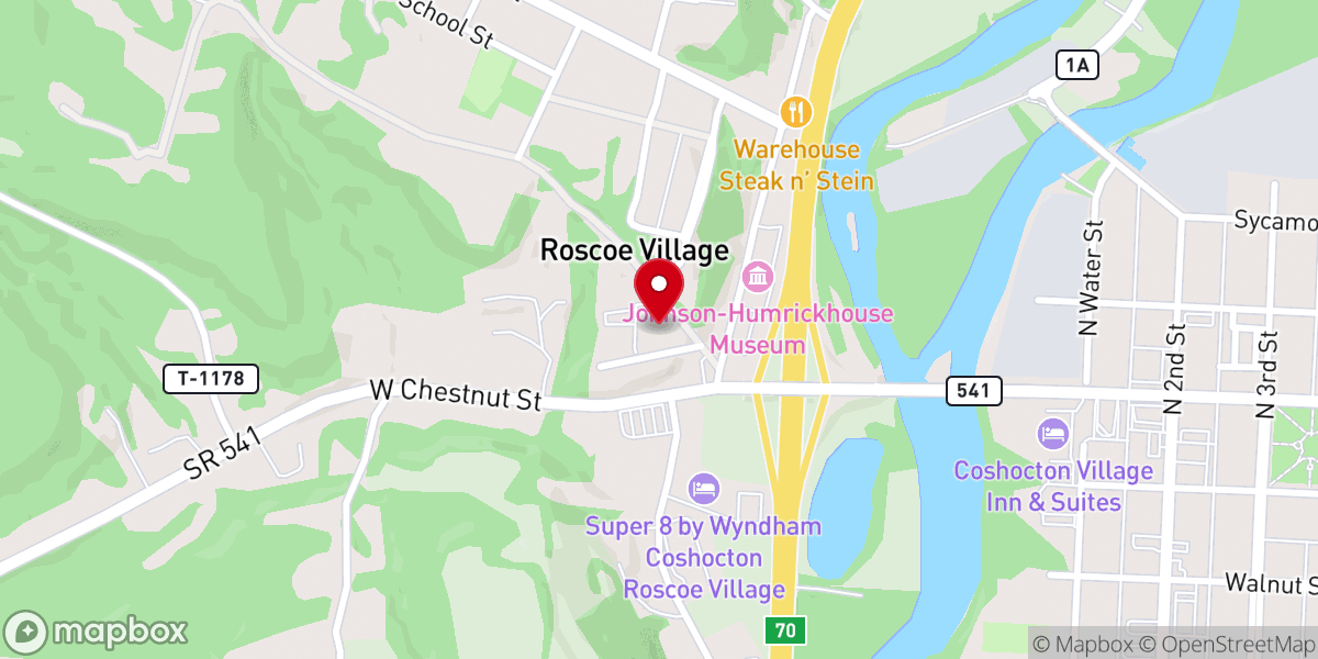 Map showing location of Roscoe United Methodist Church